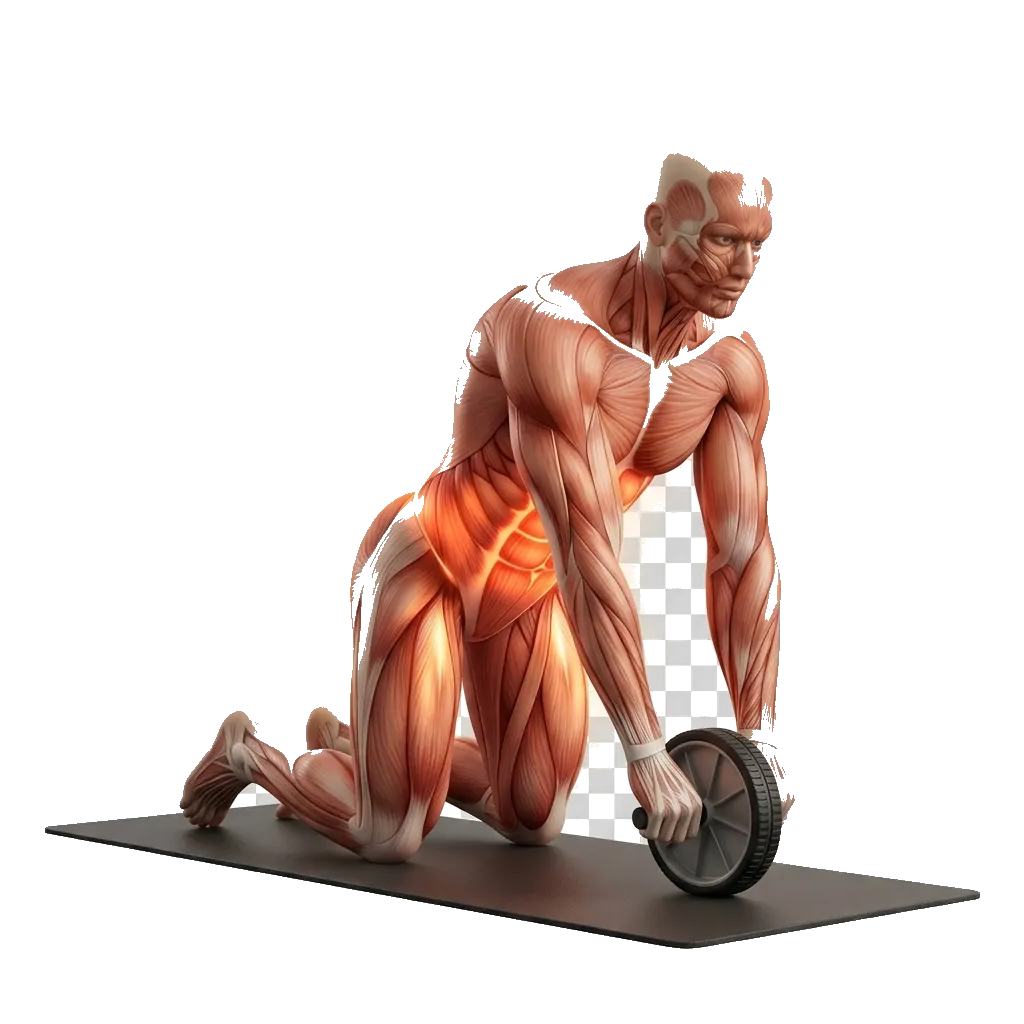 Ab wheel rollout 5-frame range-of-motion animation