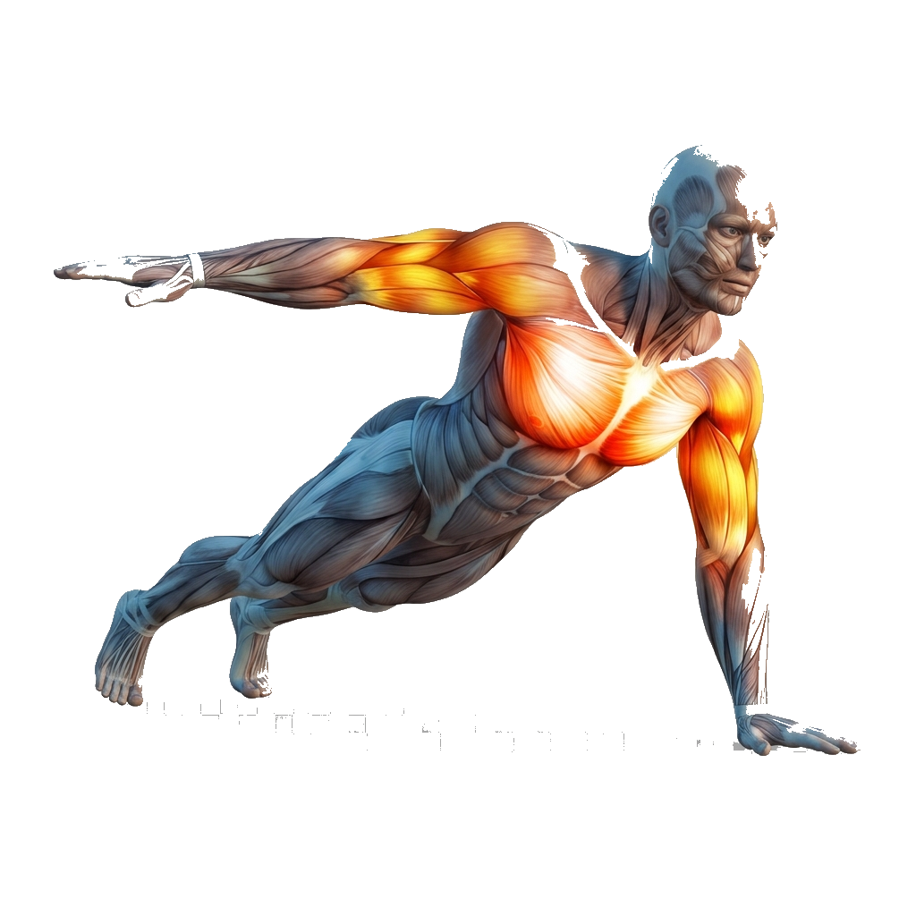 Archer push-up anatomy diagram.