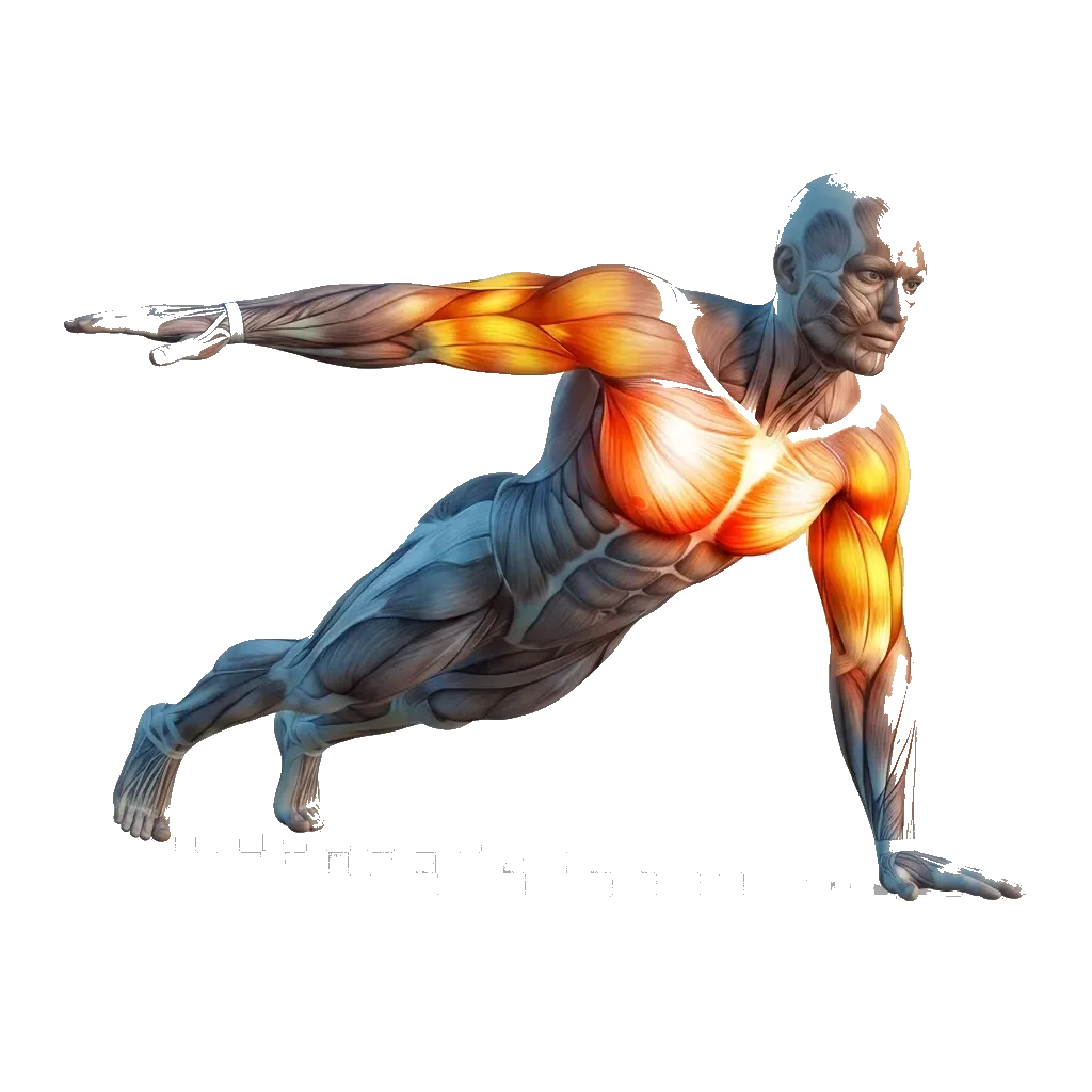 Archer push-up 5-frame range-of-motion animation