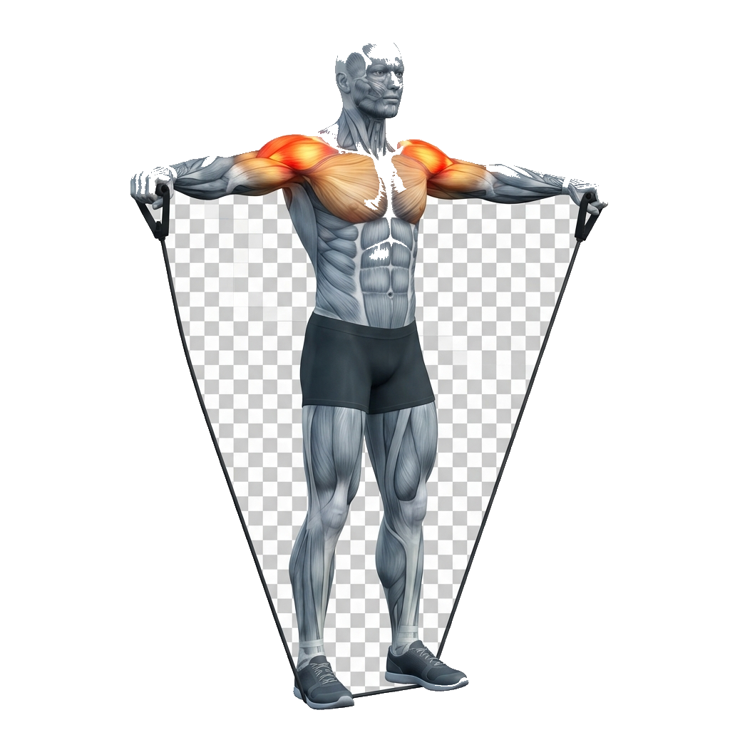 Banded lateral raise anatomy diagram.
