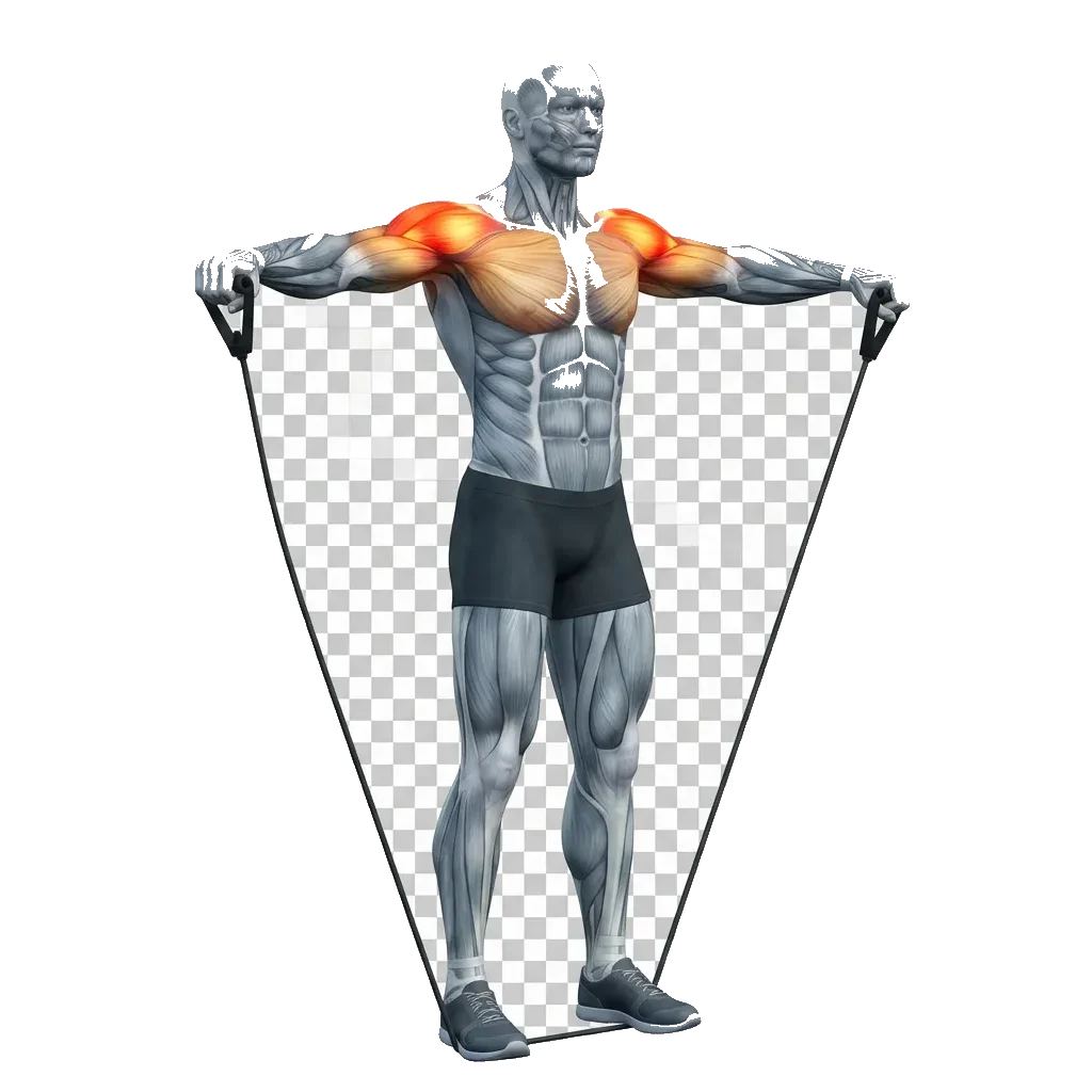 Banded lateral raise 5-frame range-of-motion animation