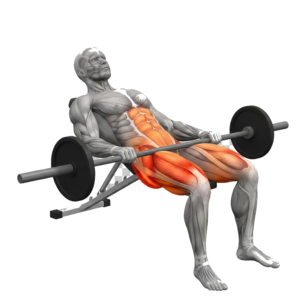 Barbell hip thrust anatomy diagram.