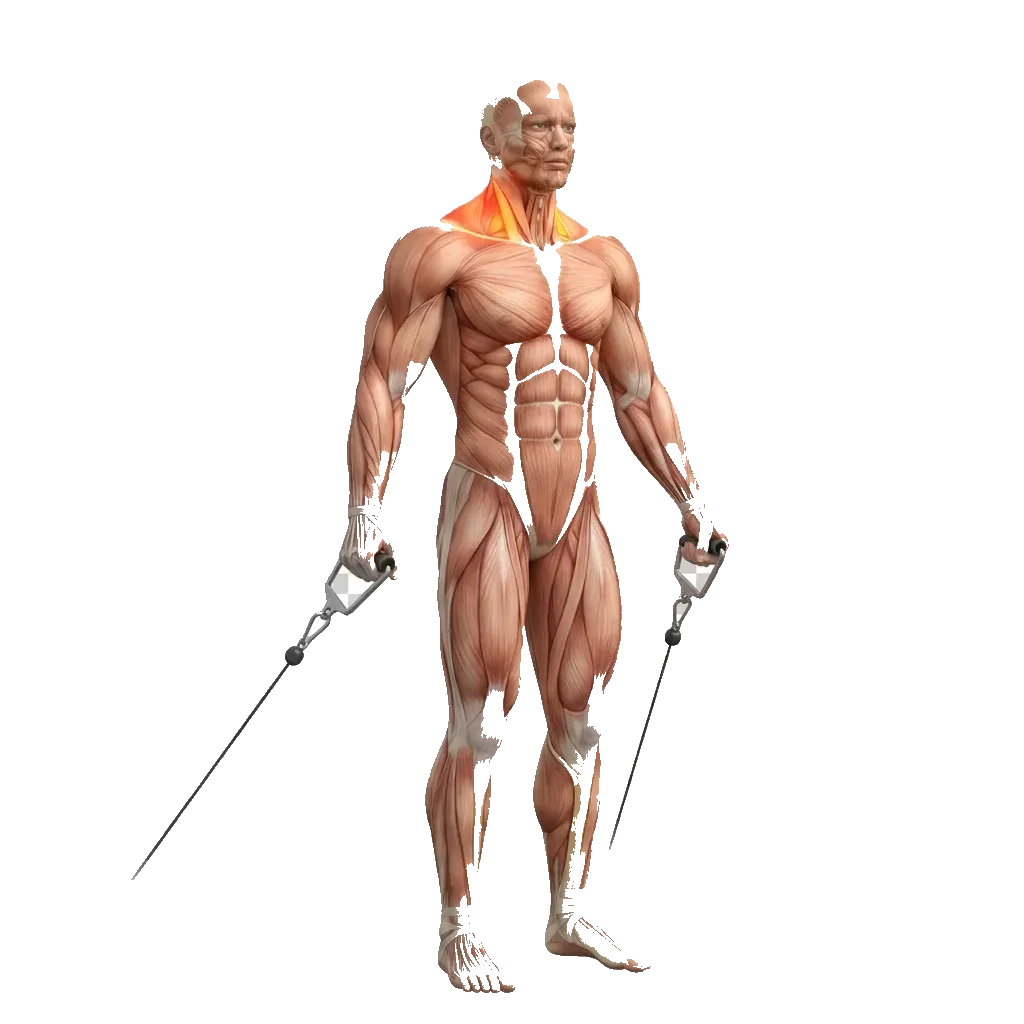 Cable shrug 5-frame range-of-motion animation