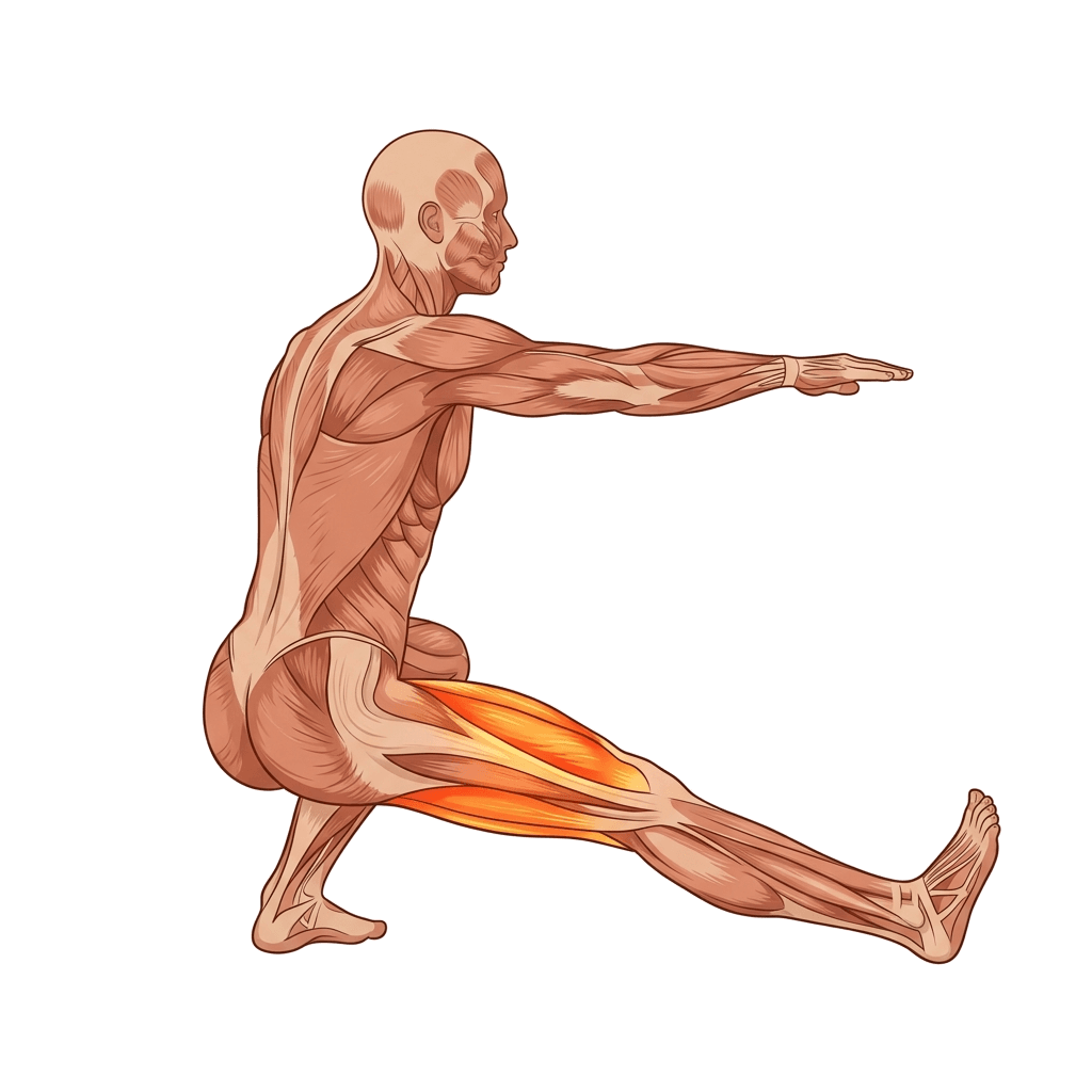 Cossack squat anatomy diagram.