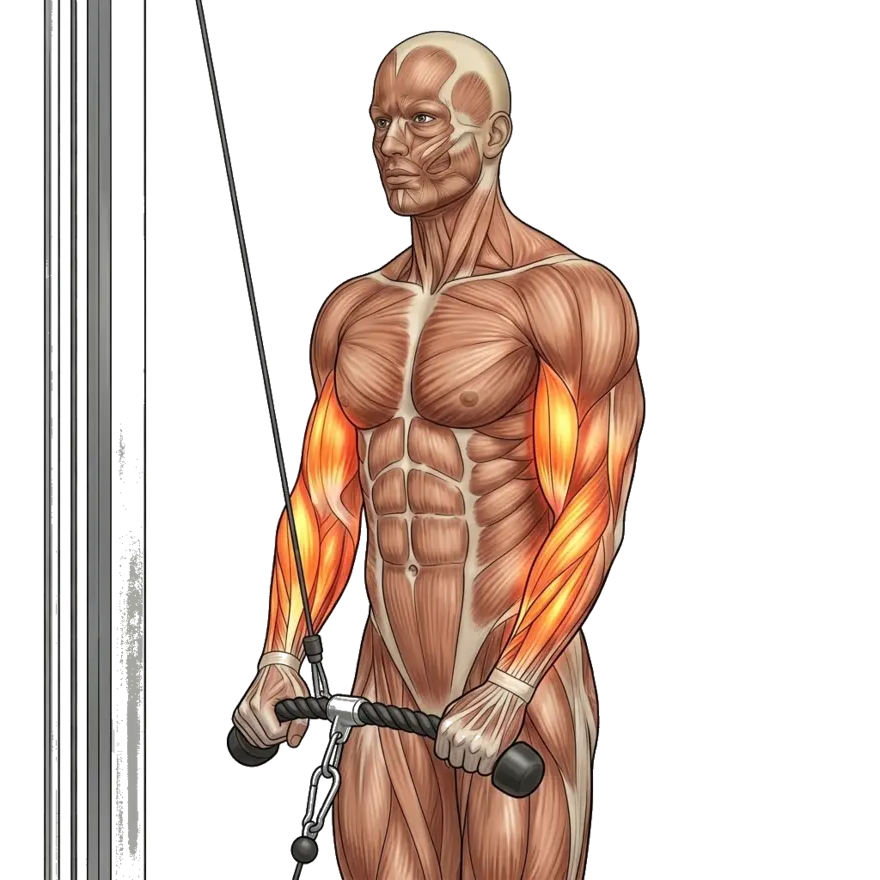 Rope cable curl 5-frame range-of-motion animation
