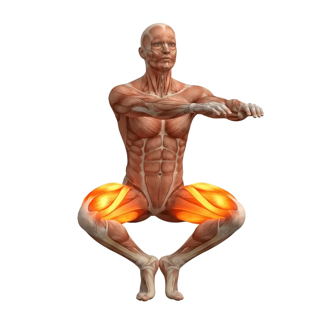 Cyclist squat 5-frame range-of-motion animation