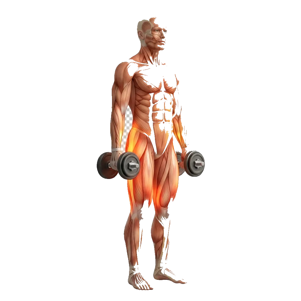 DB Romanian deadlift 5-frame range-of-motion animation