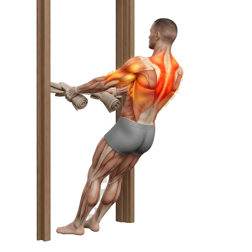 Doorway towel row (BW) anatomy diagram.