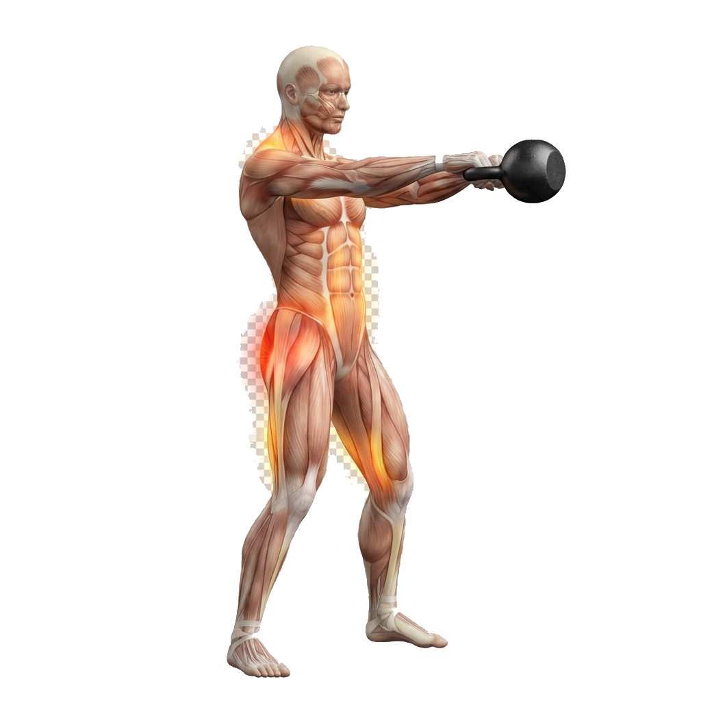 Kettlebell swing anatomy diagram.
