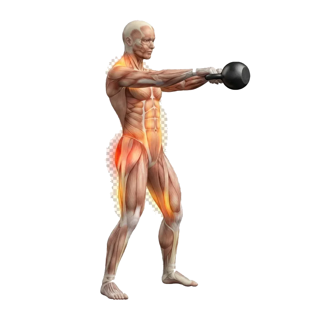 Kettlebell swing 5-frame range-of-motion animation