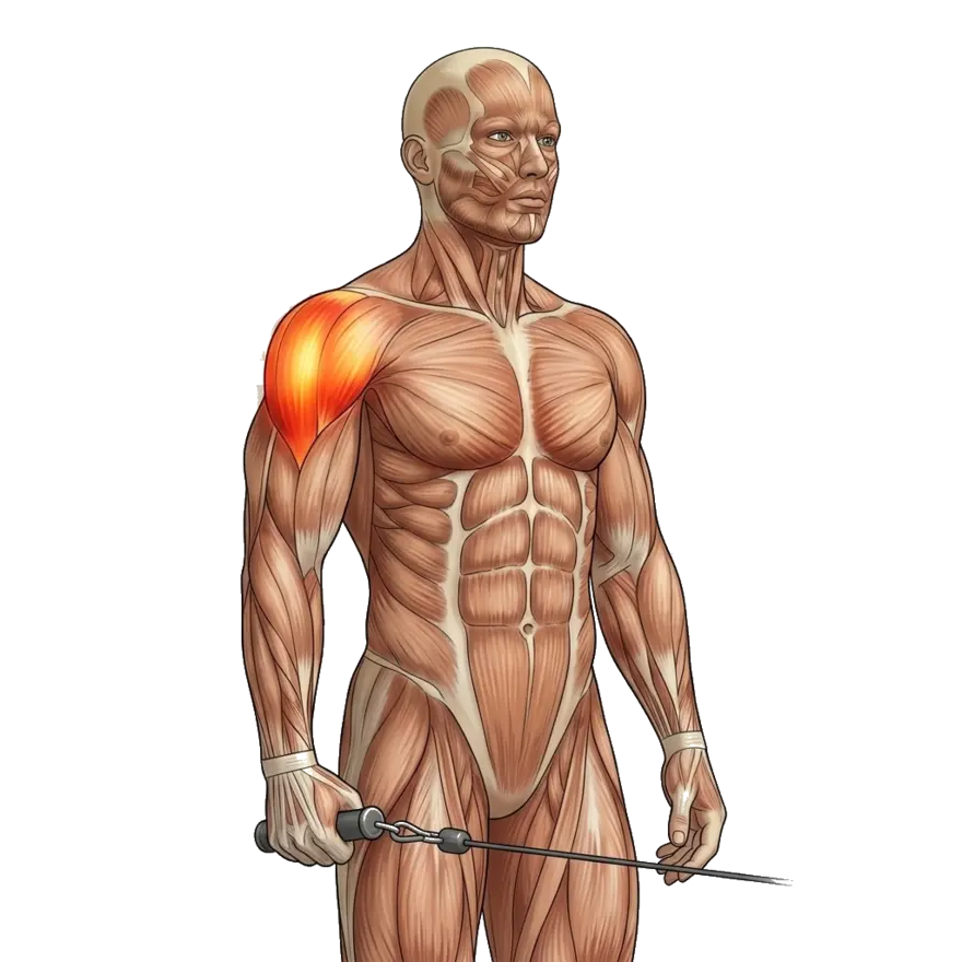 Cable lateral raise 5-frame range-of-motion animation