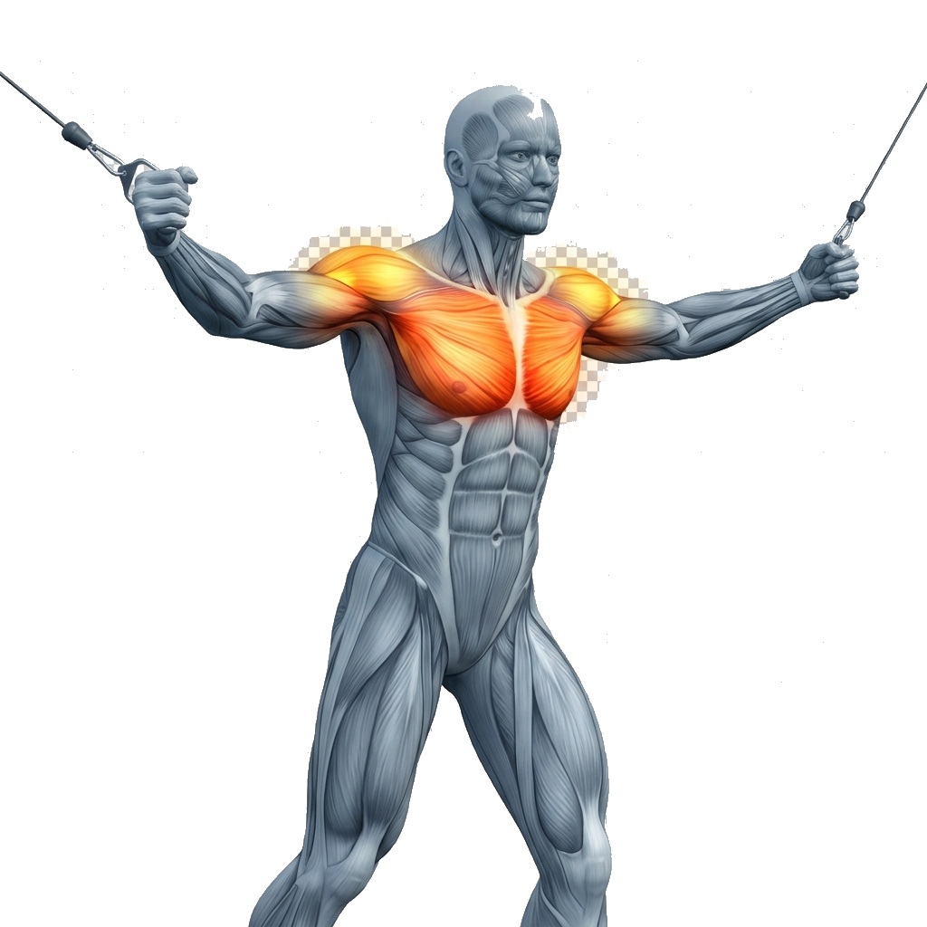 Low-to-high cable fly anatomy diagram.