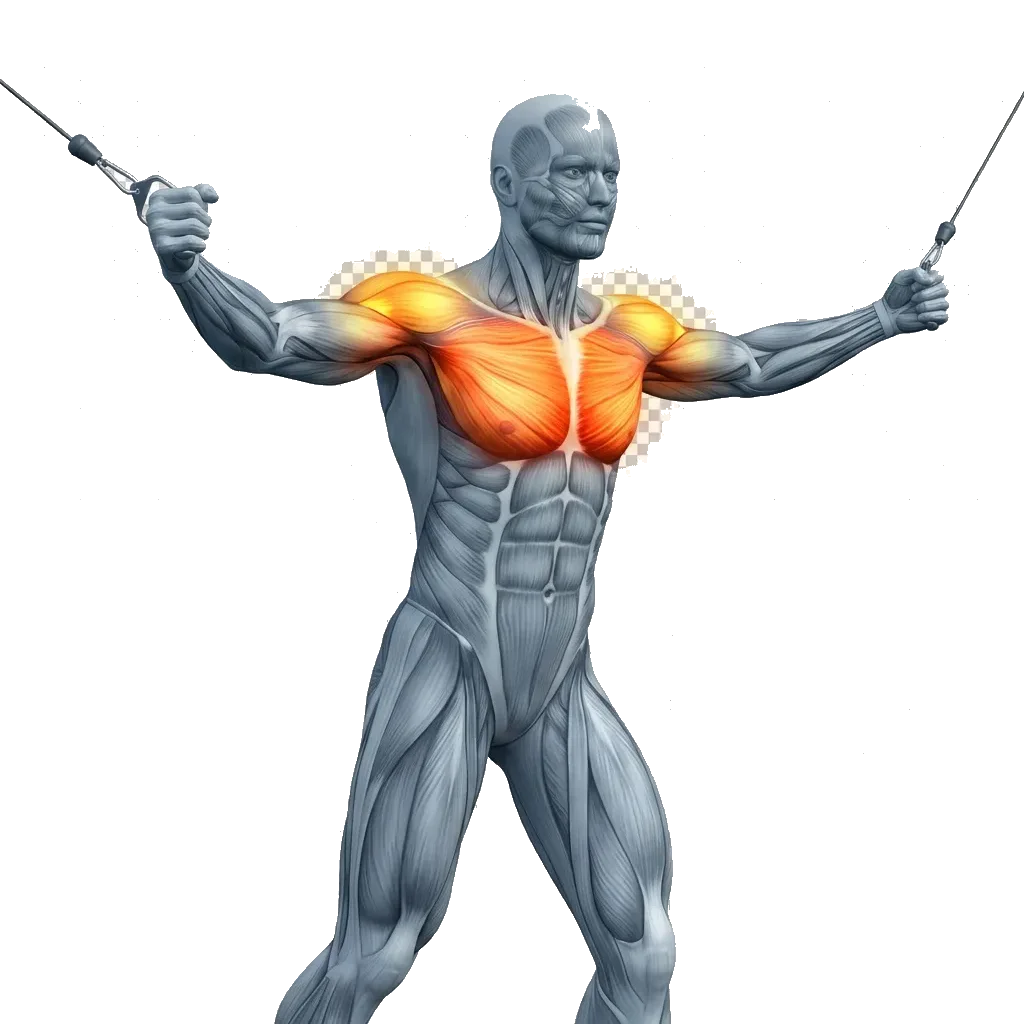 Low-to-high cable fly 5-frame range-of-motion animation