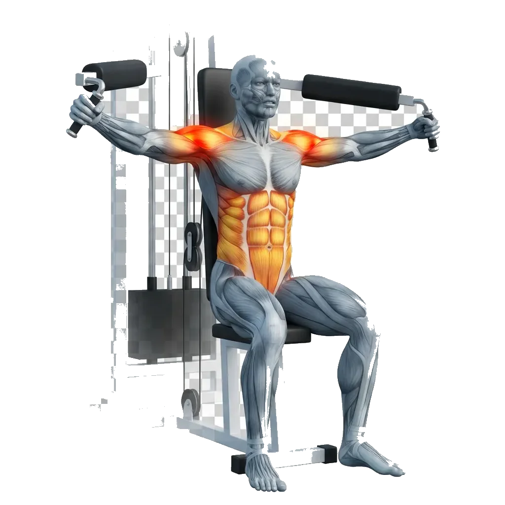 Machine lateral raise 5-frame range-of-motion animation