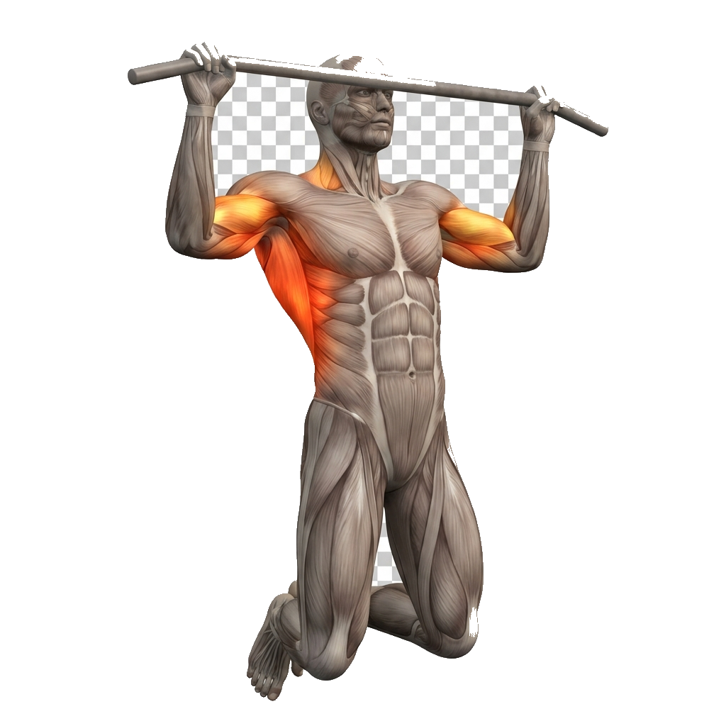 Negative pull-up (5 s lower) anatomy diagram.