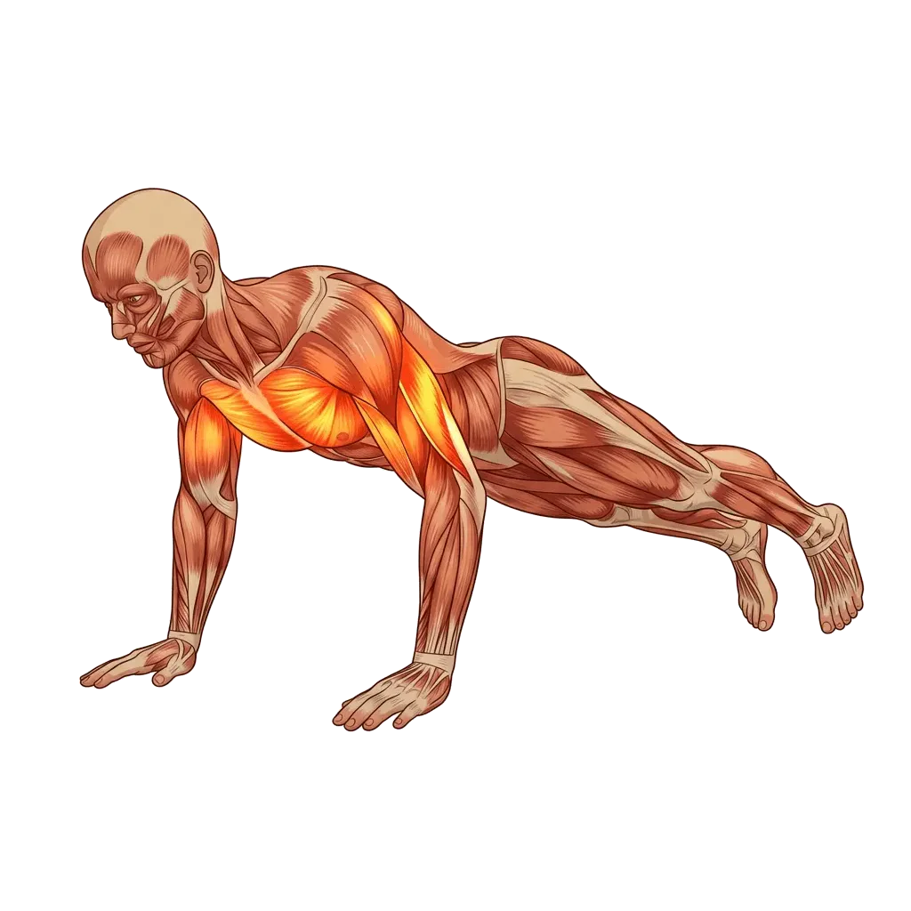 Plyometric push-up 5-frame range-of-motion animation
