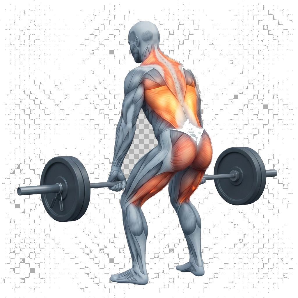 Rack pull (mid-shin) anatomy diagram.