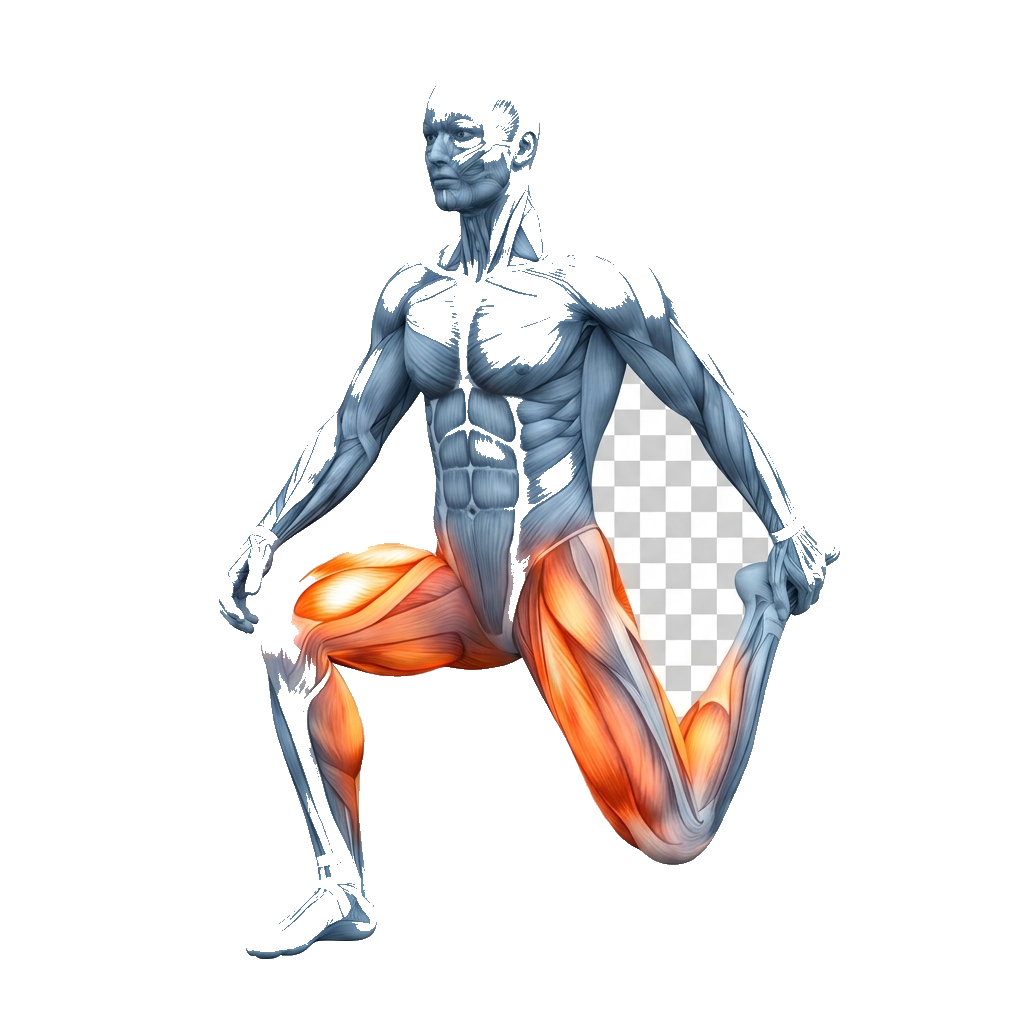 Shrimp squat anatomy diagram.
