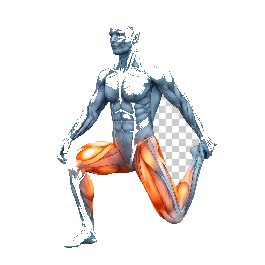 Shrimp squat 5-frame range-of-motion animation