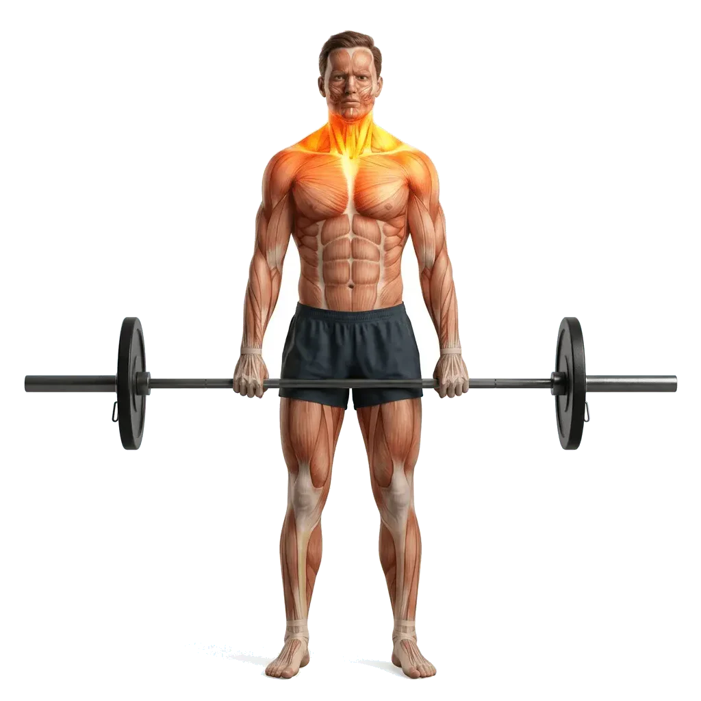 Barbell shrug 5-frame range-of-motion animation