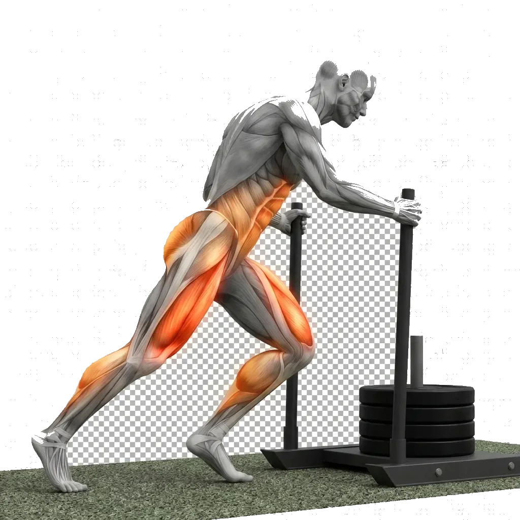 Sled push 5-frame range-of-motion animation