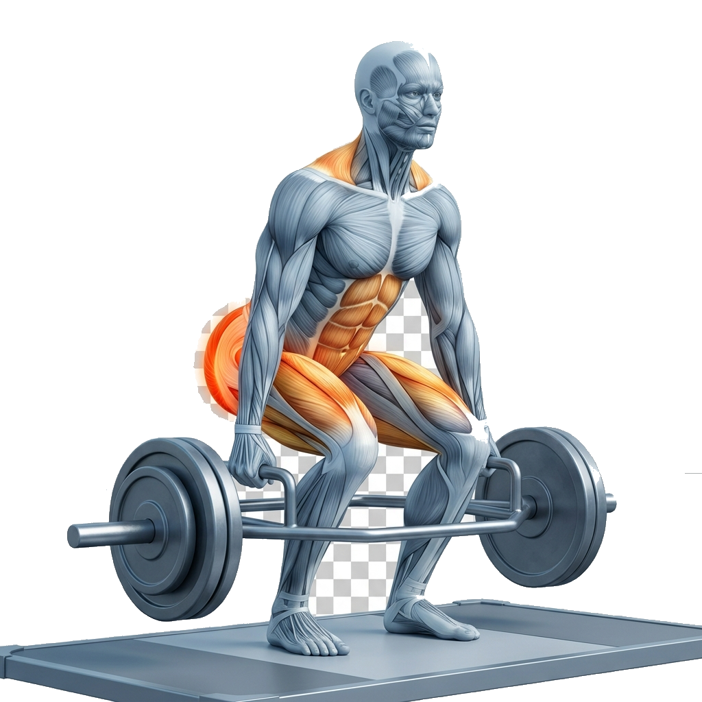Trap bar deadlift anatomy diagram.