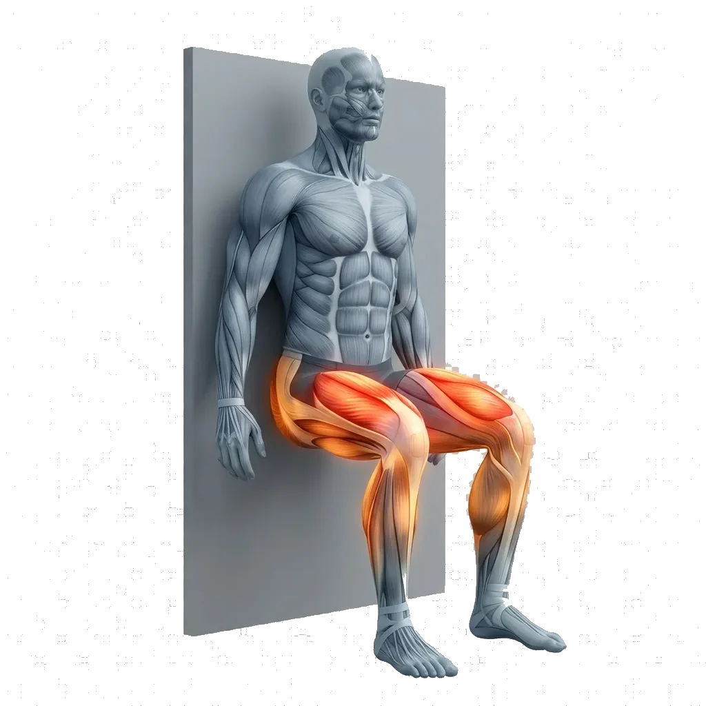 Wall sit (60–90 s isometric) 5-frame range-of-motion animation